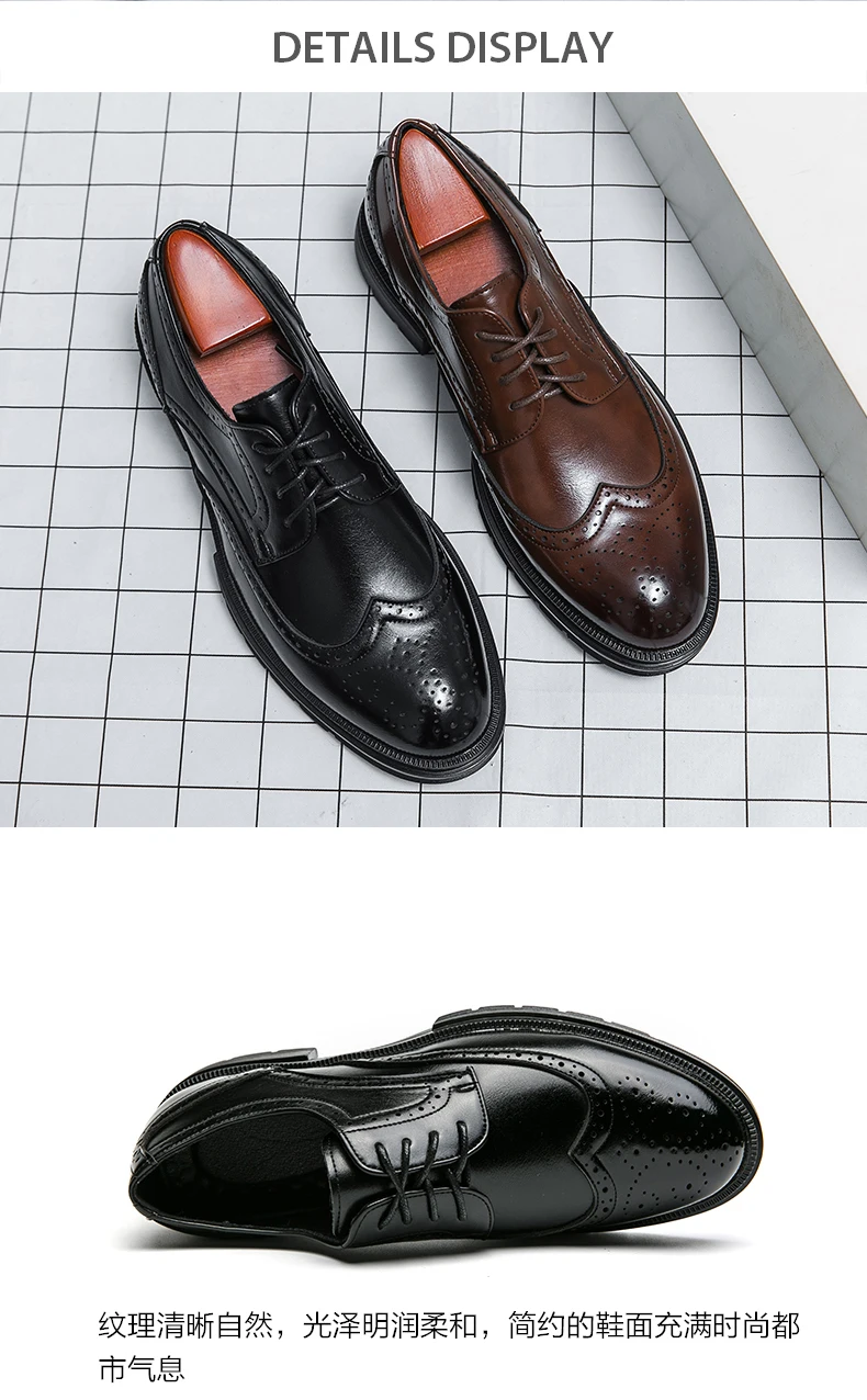 Brown Handmade Leather Men Oxford Shoes Black Leather Man Formal Classic Brogue Business Shoes Chaussure Homme
