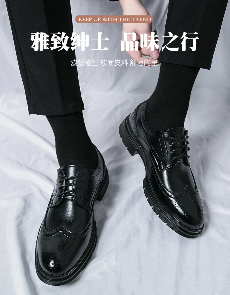Brown Handmade Leather Men Oxford Shoes Black Leather Man Formal Classic Brogue Business Shoes Chaussure Homme