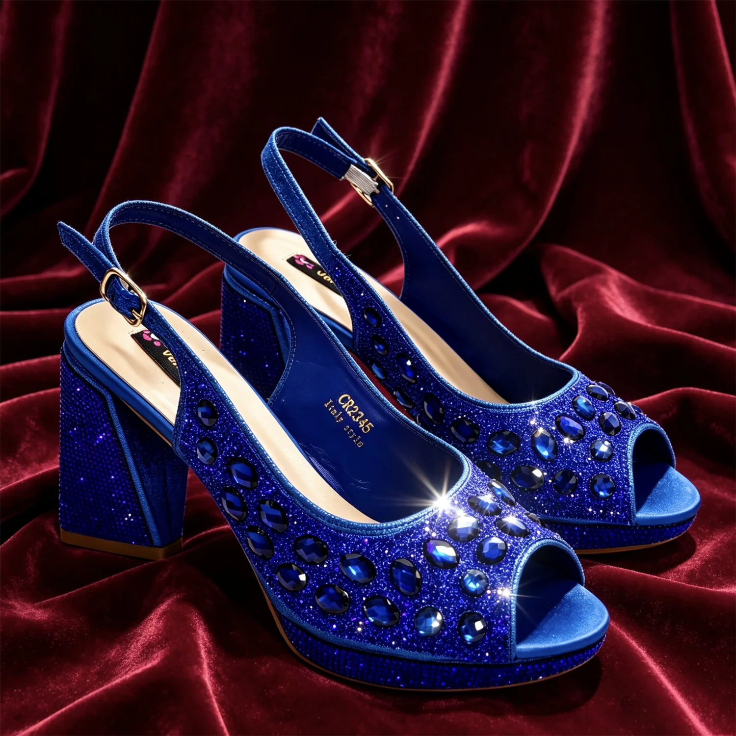 2026 INS Italian Design Silver Rhinestone Peep Toe Women's Bigger Size High Heels Matching Bag Set Ideal for Parties & Weddings