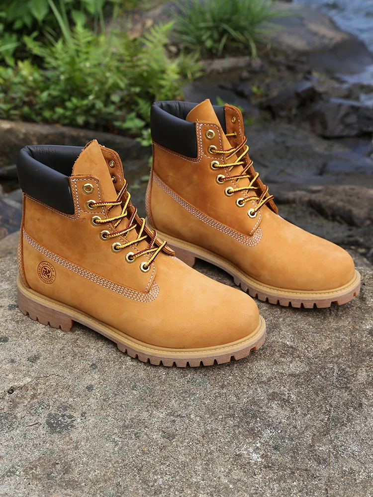 New Work Boots Men's Original Comfy Shoes Outdoor Hiking Leather Casual Shoes For Men Basic Boots Waterproof Yellow Boots