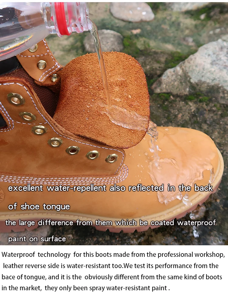 New Work Boots Men's Original Comfy Shoes Outdoor Hiking Leather Casual Shoes For Men Basic Boots Waterproof Yellow Boots