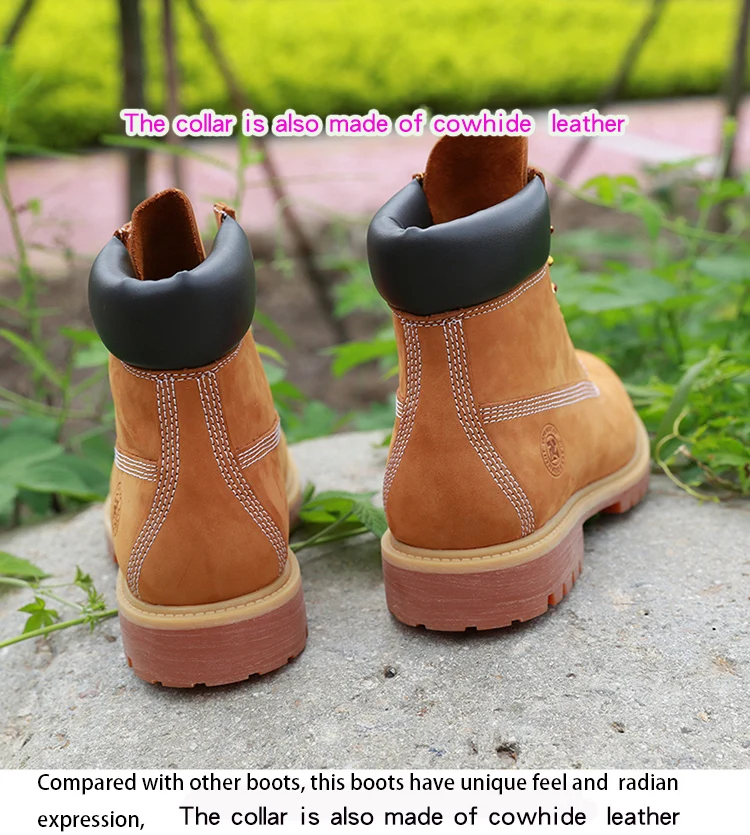 New Work Boots Men's Original Comfy Shoes Outdoor Hiking Leather Casual Shoes For Men Basic Boots Waterproof Yellow Boots