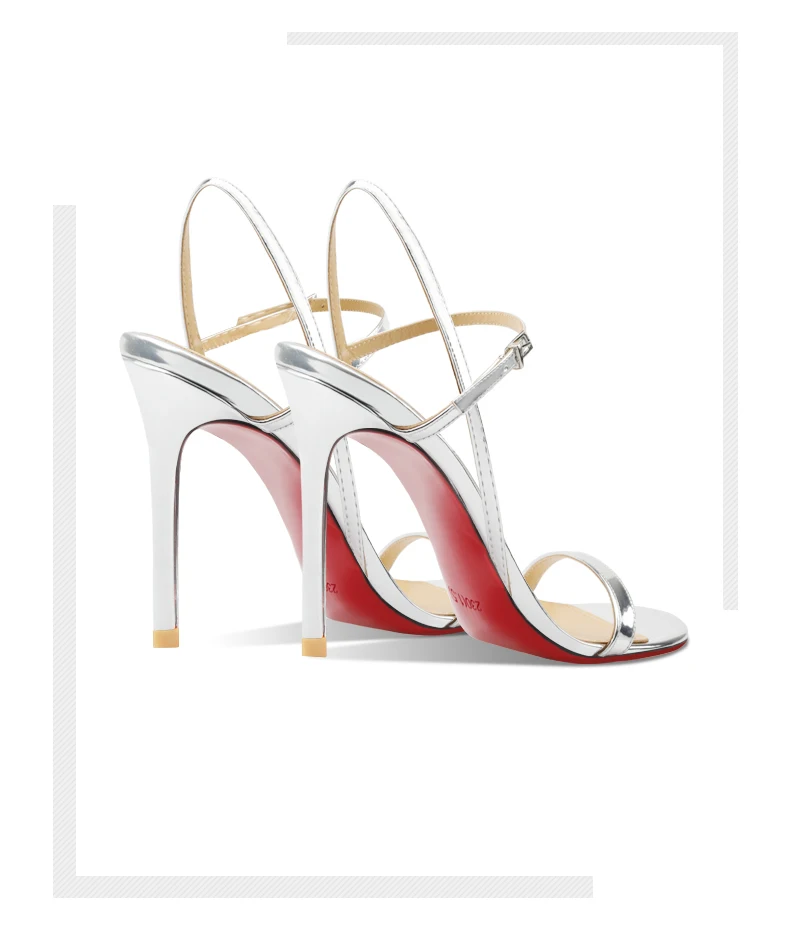 New Silver Patent Leather Temperament High-Heeled Sandals for Women with Exposed Toes, Slim Heels, and Comfortable Single Shoes