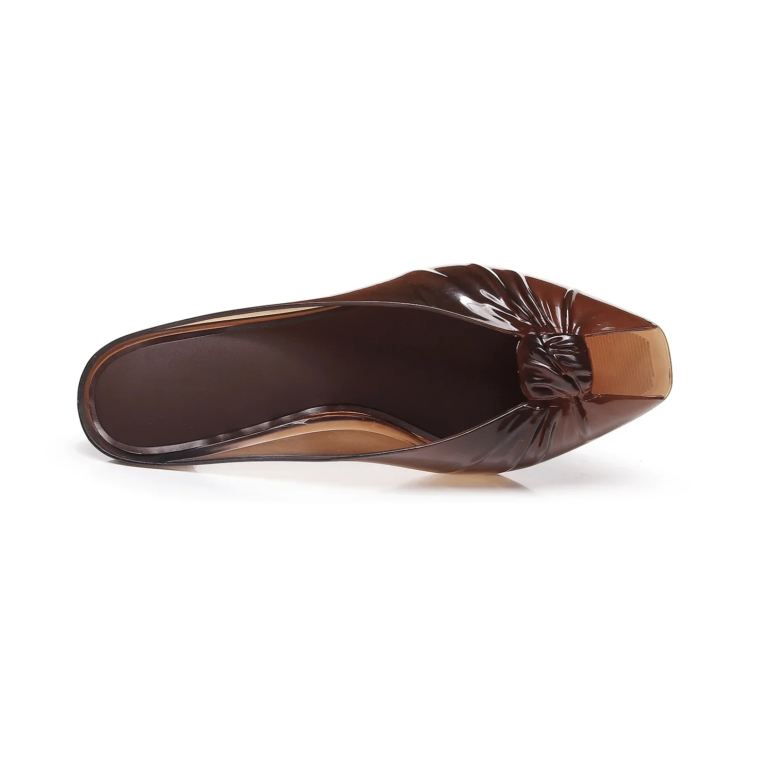 New Fish Mouth Wrinkled Thick Heels Cool Slippers for Outerwear Fashion Casual Crystal Jelly Sandals for Women
