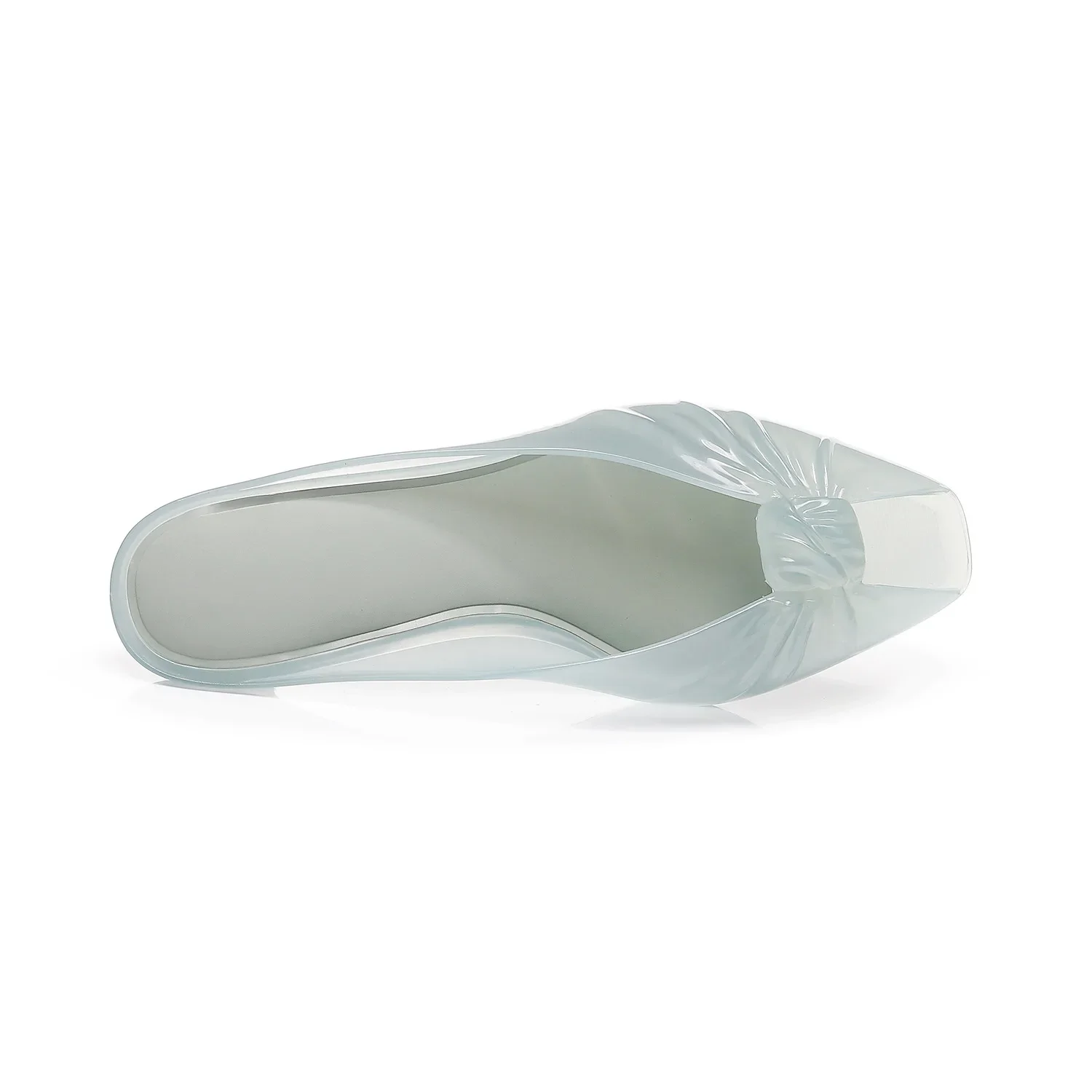 New Fish Mouth Wrinkled Thick Heels Cool Slippers for Outerwear Fashion Casual Crystal Jelly Sandals for Women