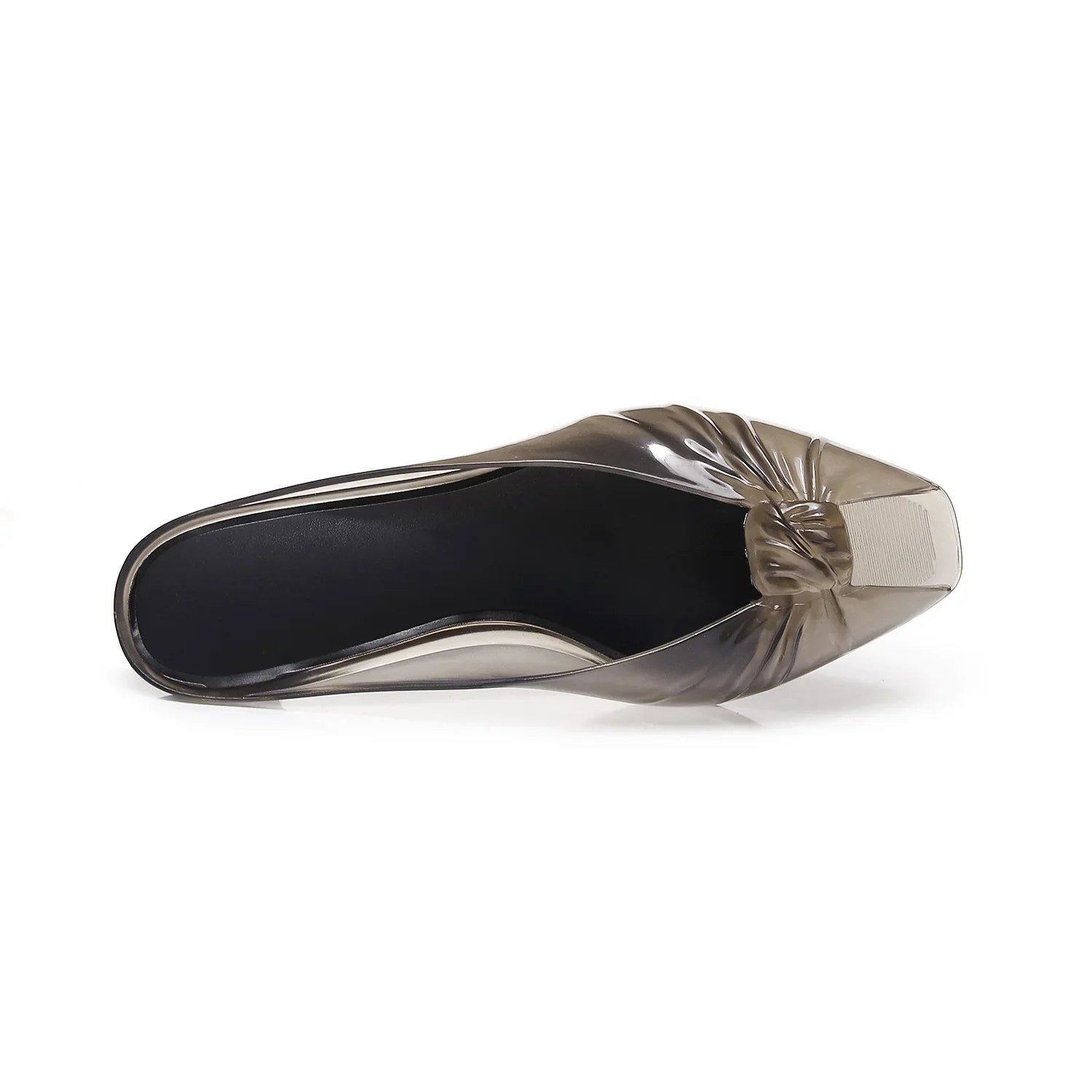 New Fish Mouth Wrinkled Thick Heels Cool Slippers for Outerwear Fashion Casual Crystal Jelly Sandals for Women