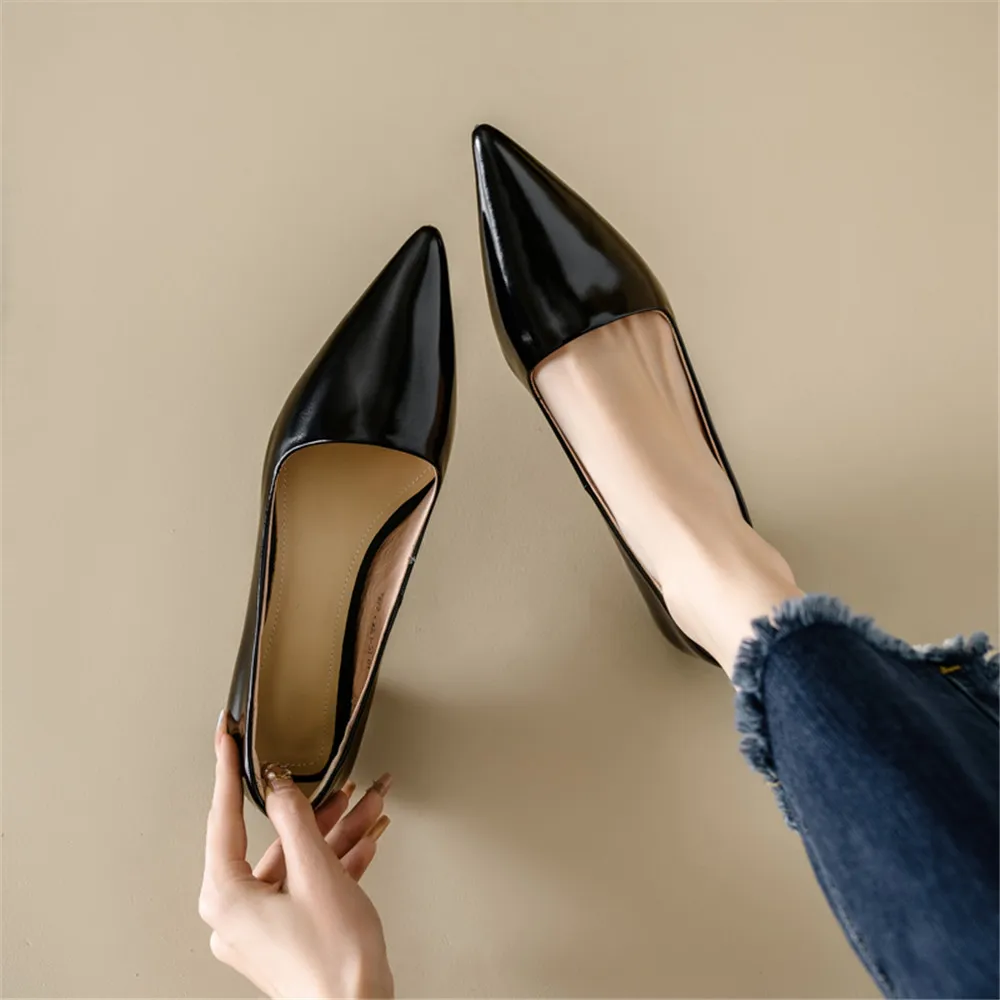 FEDONAS Sexy Women Pumps Pointed Toe Thin Heels Office Party Wedding Shoes Woman Cow Leather Basic Pumps Spring