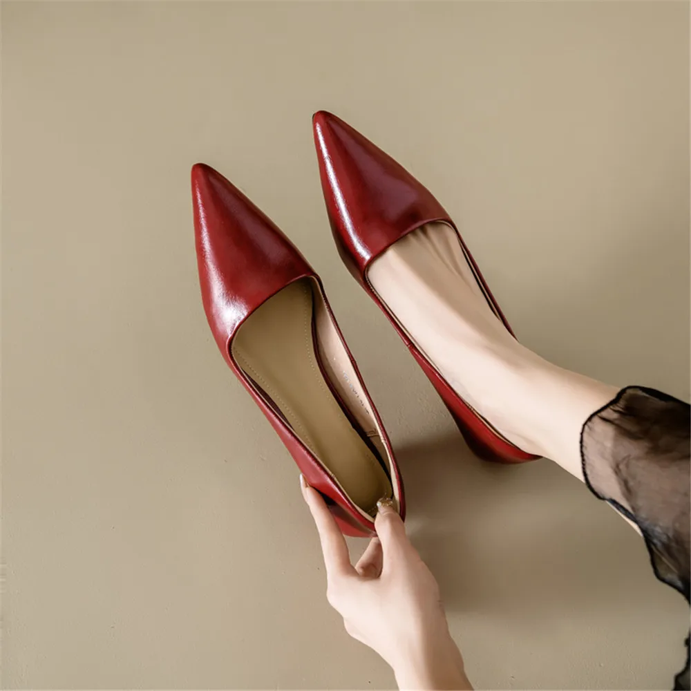 FEDONAS Sexy Women Pumps Pointed Toe Thin Heels Office Party Wedding Shoes Woman Cow Leather Basic Pumps Spring