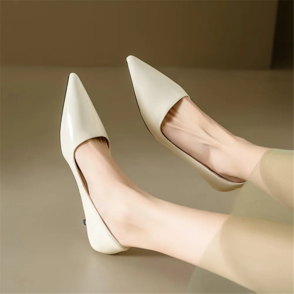 FEDONAS Sexy Women Pumps Pointed Toe Thin Heels Office Party Wedding Shoes Woman Cow Leather Basic Pumps Spring