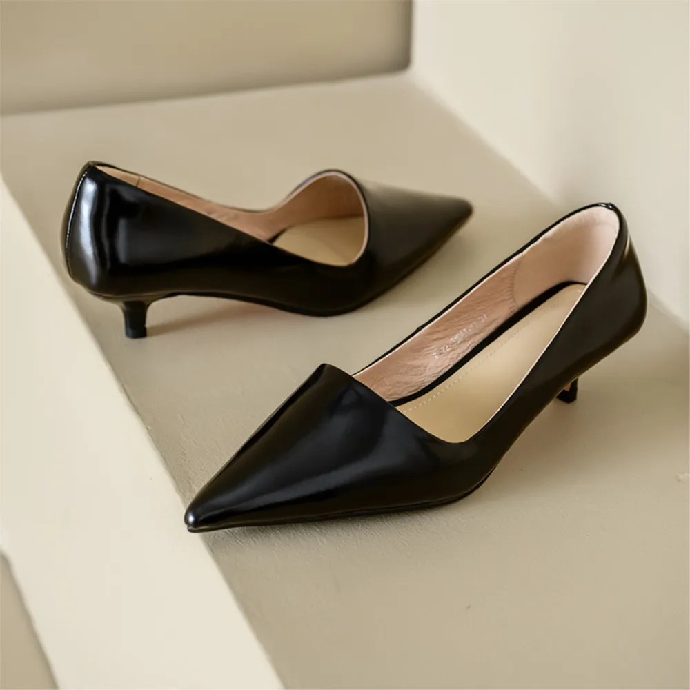 FEDONAS Sexy Women Pumps Pointed Toe Thin Heels Office Party Wedding Shoes Woman Cow Leather Basic Pumps Spring