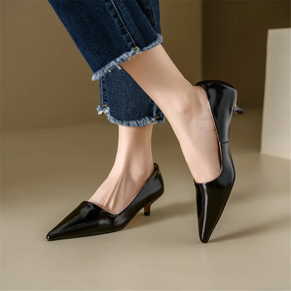 FEDONAS Sexy Women Pumps Pointed Toe Thin Heels Office Party Wedding Shoes Woman Cow Leather Basic Pumps Spring