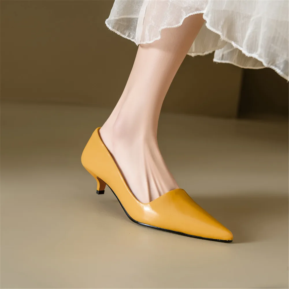 FEDONAS Sexy Women Pumps Pointed Toe Thin Heels Office Party Wedding Shoes Woman Cow Leather Basic Pumps Spring