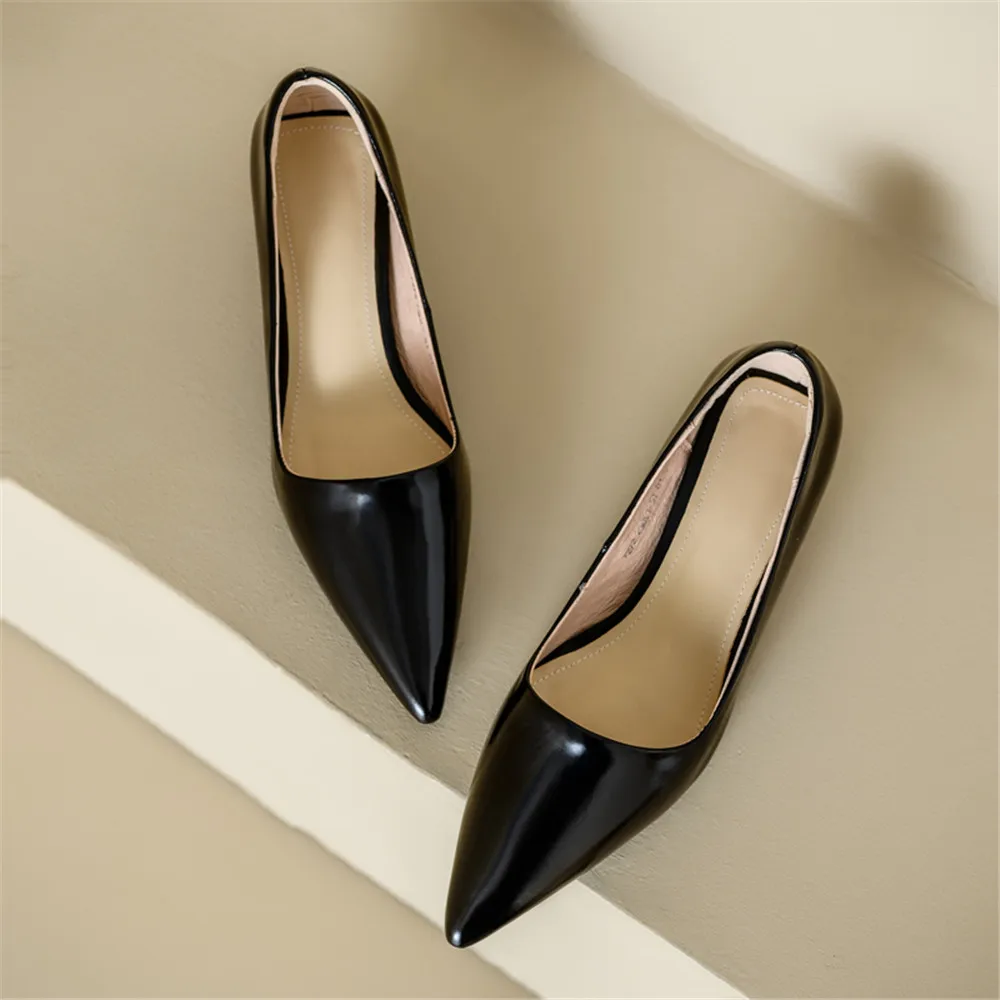 FEDONAS Sexy Women Pumps Pointed Toe Thin Heels Office Party Wedding Shoes Woman Cow Leather Basic Pumps Spring