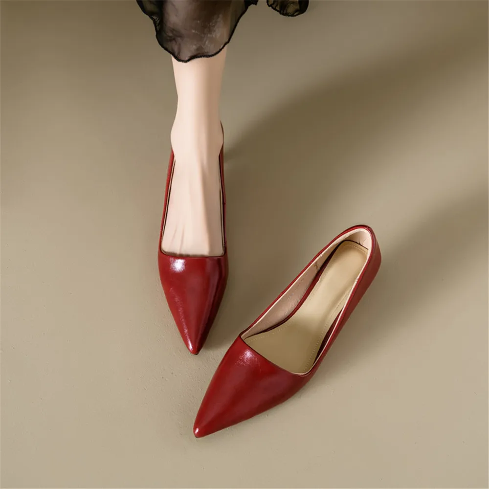 FEDONAS Sexy Women Pumps Pointed Toe Thin Heels Office Party Wedding Shoes Woman Cow Leather Basic Pumps Spring