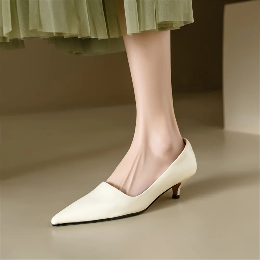 FEDONAS Sexy Women Pumps Pointed Toe Thin Heels Office Party Wedding Shoes Woman Cow Leather Basic Pumps Spring