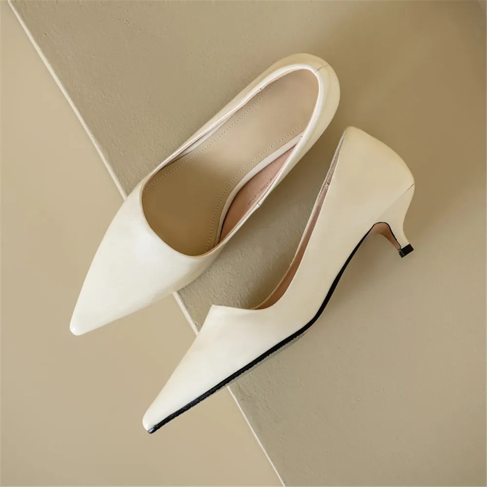 FEDONAS Sexy Women Pumps Pointed Toe Thin Heels Office Party Wedding Shoes Woman Cow Leather Basic Pumps Spring