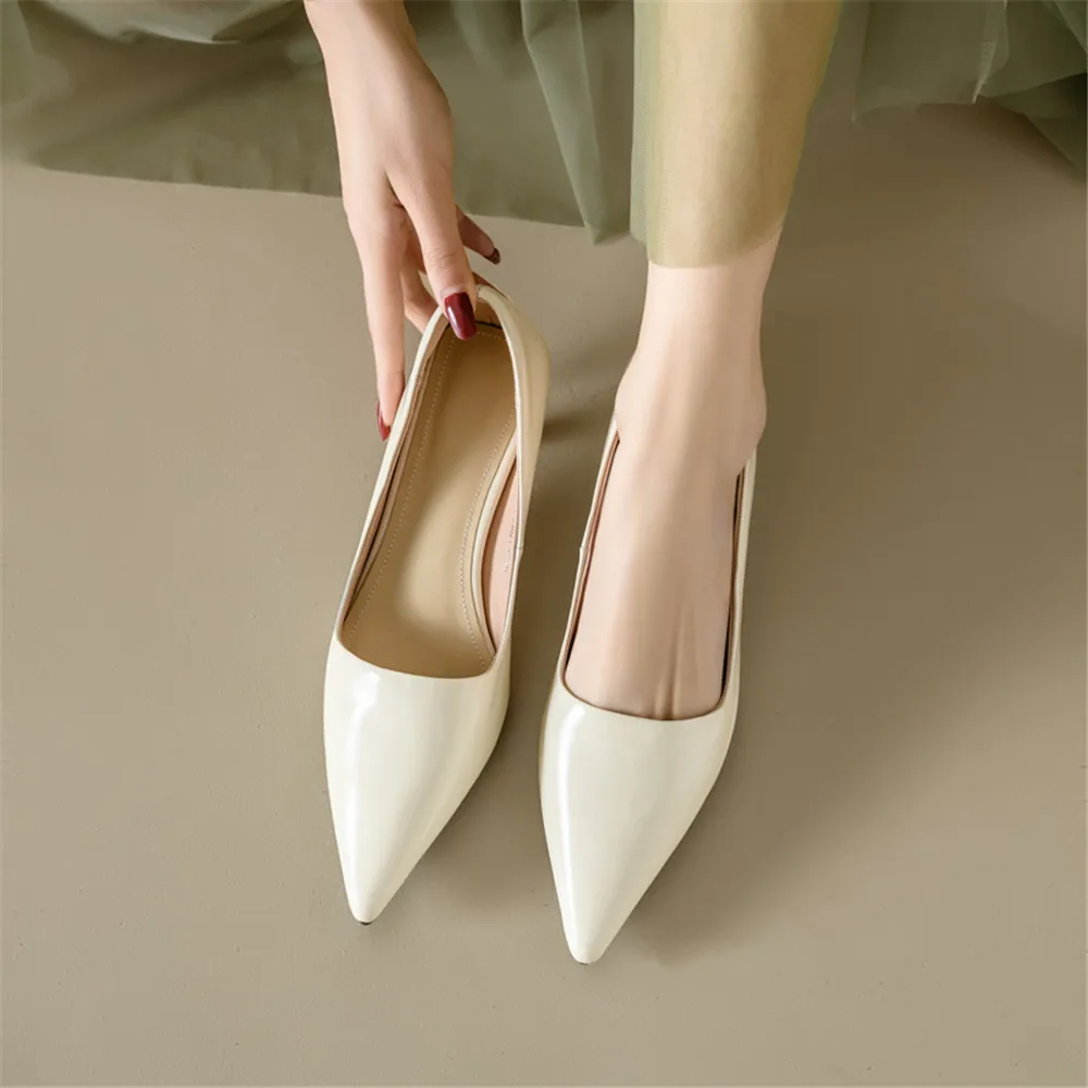 FEDONAS Sexy Women Pumps Pointed Toe Thin Heels Office Party Wedding Shoes Woman Cow Leather Basic Pumps Spring