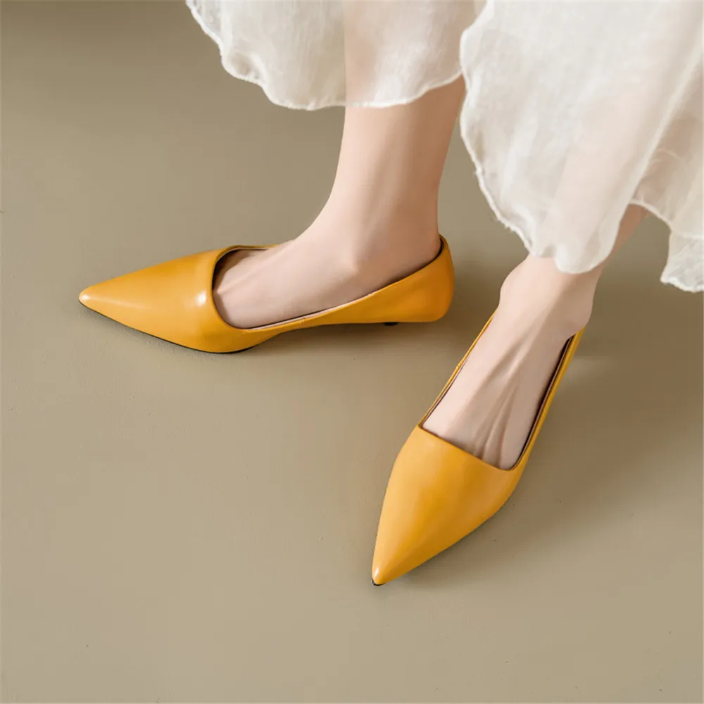 FEDONAS Sexy Women Pumps Pointed Toe Thin Heels Office Party Wedding Shoes Woman Cow Leather Basic Pumps Spring