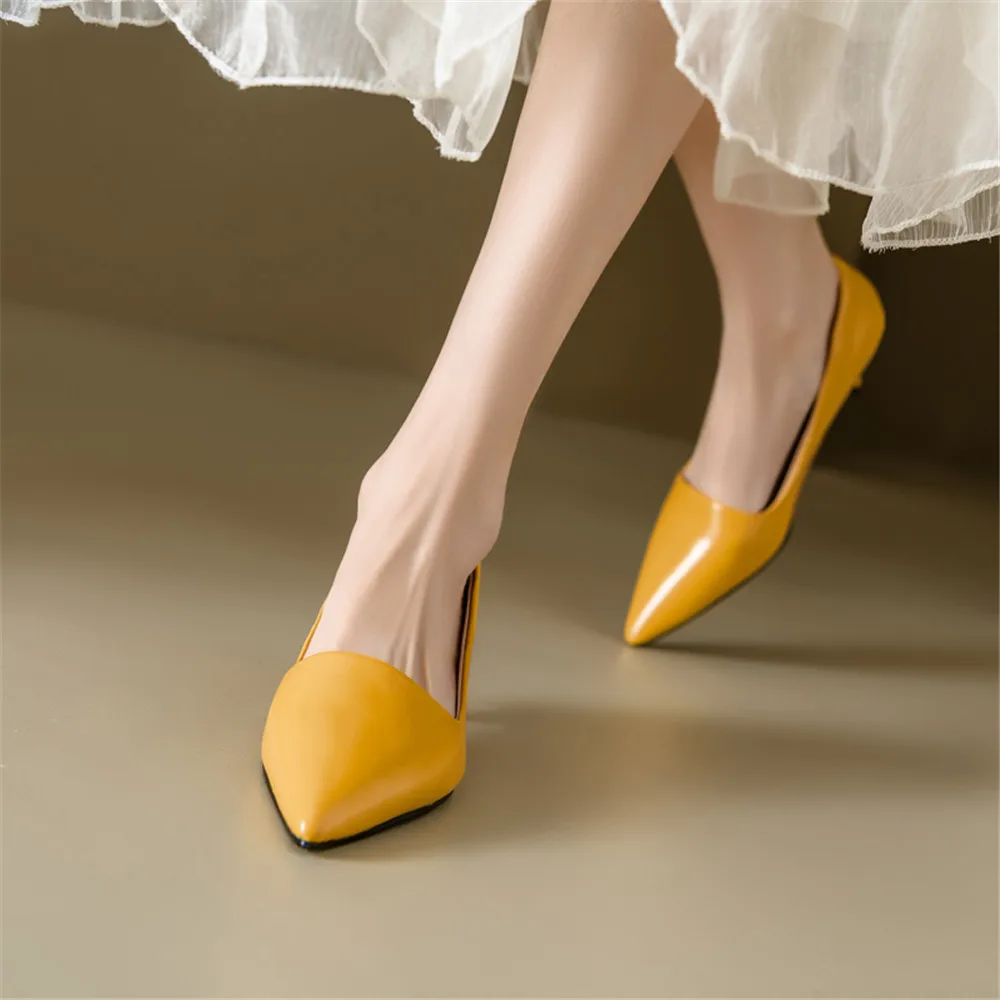 FEDONAS Sexy Women Pumps Pointed Toe Thin Heels Office Party Wedding Shoes Woman Cow Leather Basic Pumps Spring