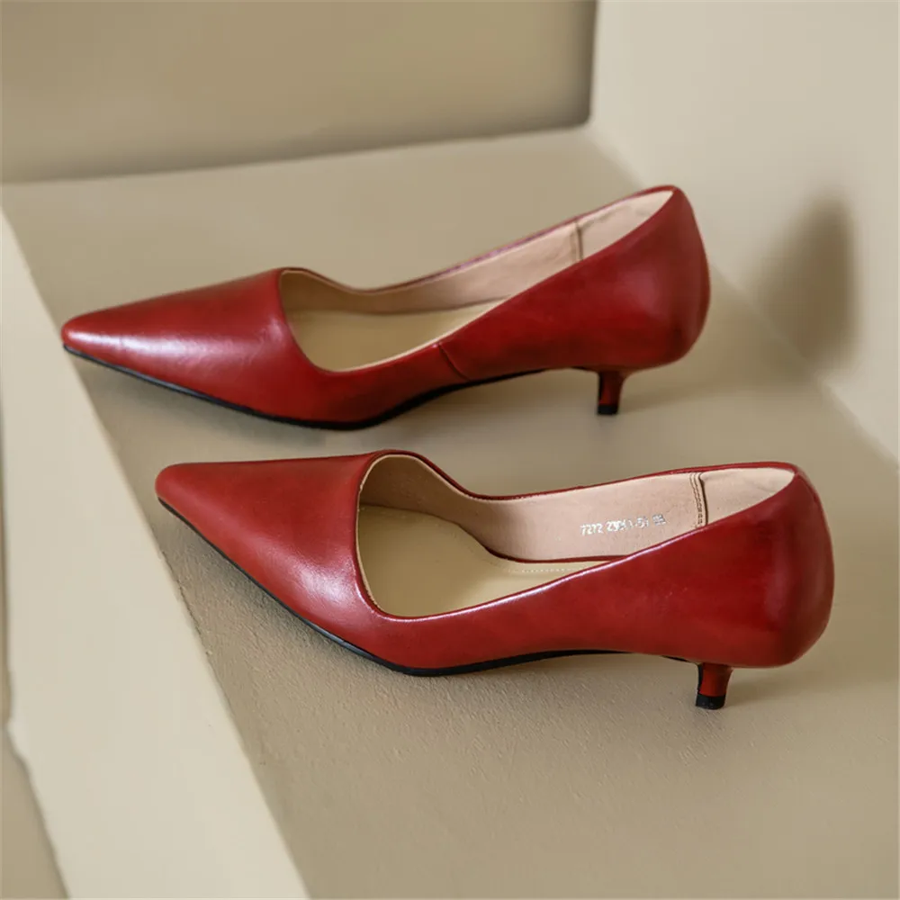 FEDONAS Sexy Women Pumps Pointed Toe Thin Heels Office Party Wedding Shoes Woman Cow Leather Basic Pumps Spring