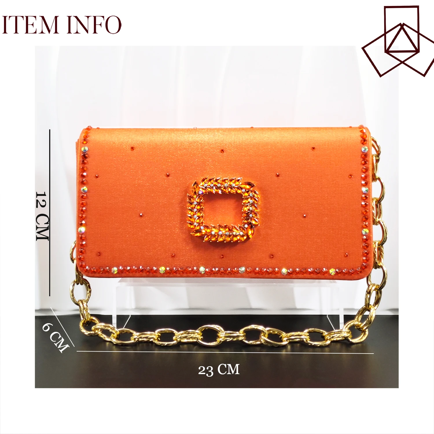 Elegant Itlian Desing Women's Heel Party Shoe and Bag Set Chic Orange Rhinestone Peep-Toe High Heel Sandals Perfect for Weddings