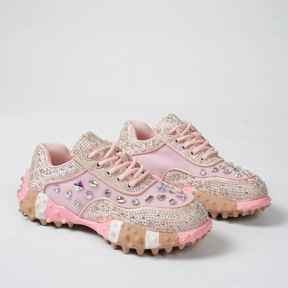 Women's Designer Sneakers Spring Shiny Rhinestones Women's Luxury Shoes Fashion Platform Shoes Female Anti Slip Running Shoes