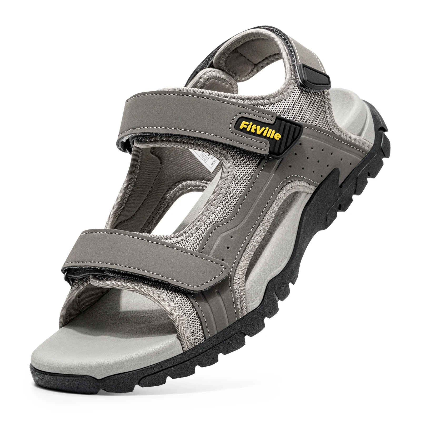 FitVille Mens Athletic Sandal Wide Toe Box Walking Sandals For Men With Arch Support Cushion Slip-Resistant Beach Sandals