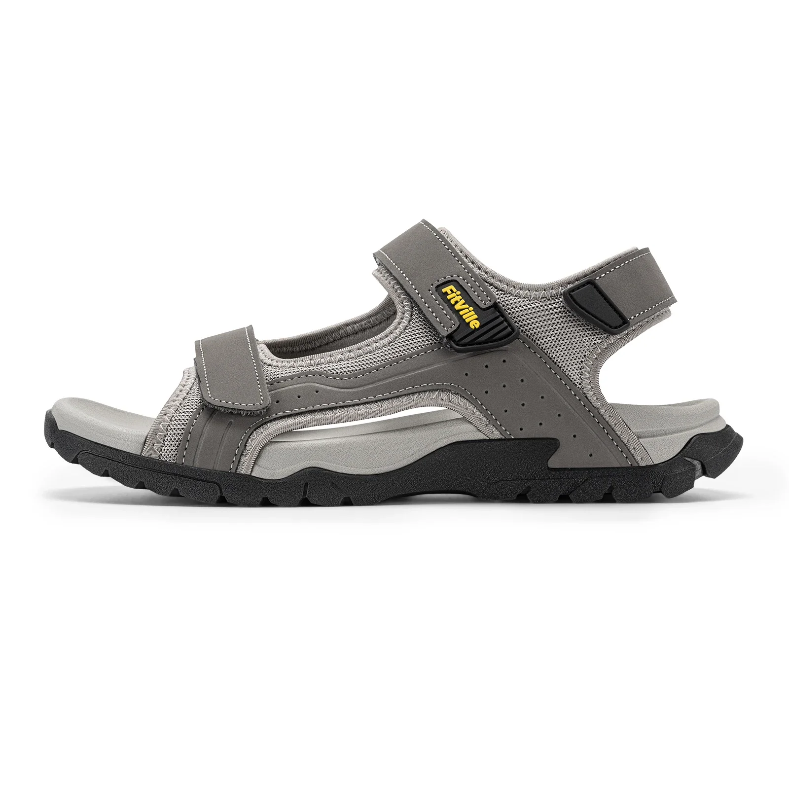 FitVille Mens Athletic Sandal Wide Toe Box Walking Sandals For Men With Arch Support Cushion Slip-Resistant Beach Sandals