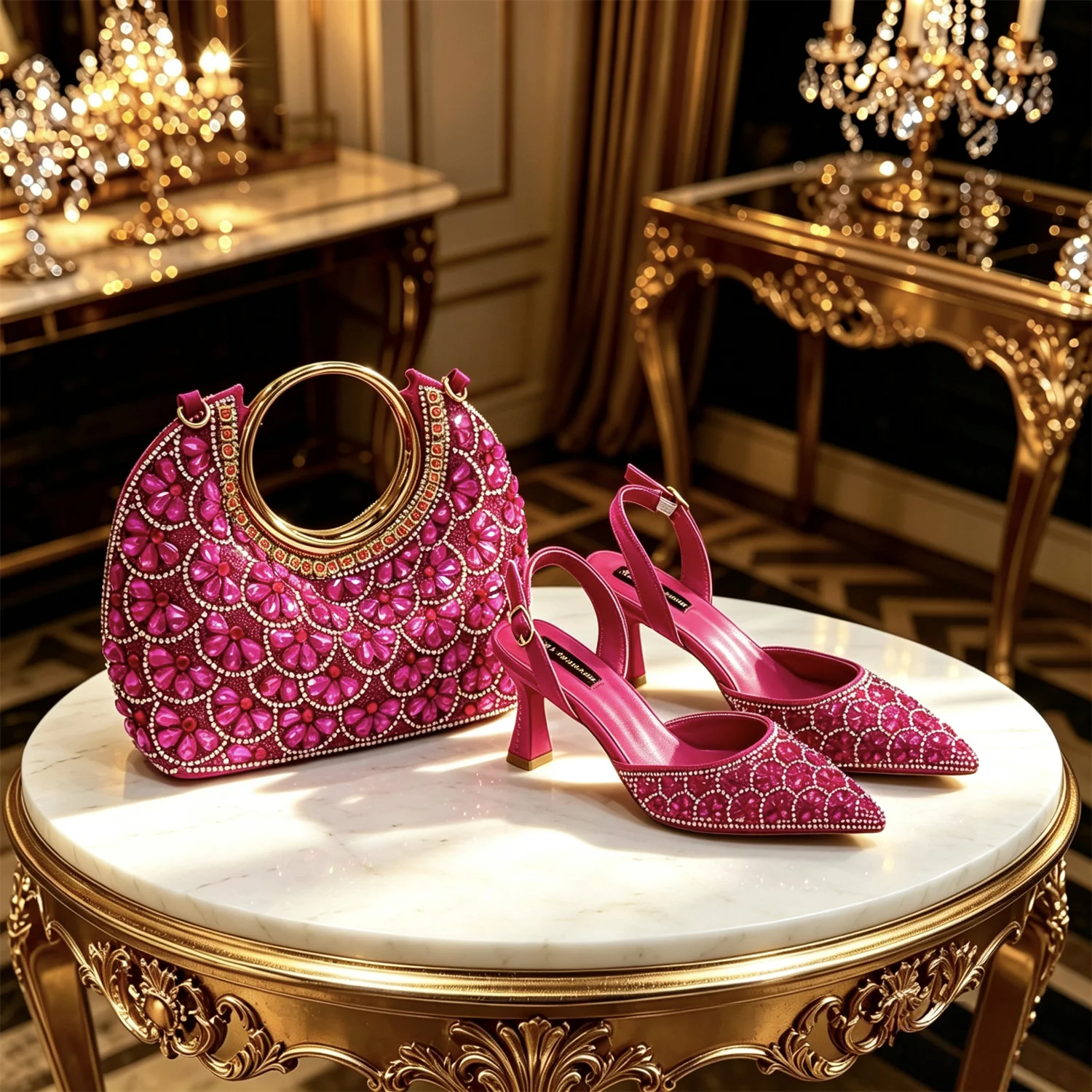 2026 INS Italian Design Elegant Green Rhinestone Pointed Toe High Heels & Handbag Set - Ideal for Weddings and Special Occasions