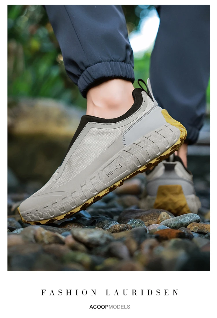 Outdoor Slip On Off-road Running Shoes mountaineering Hiking Shoes Men's Autumn Winter Thick Soled Fashionable Sneaker
