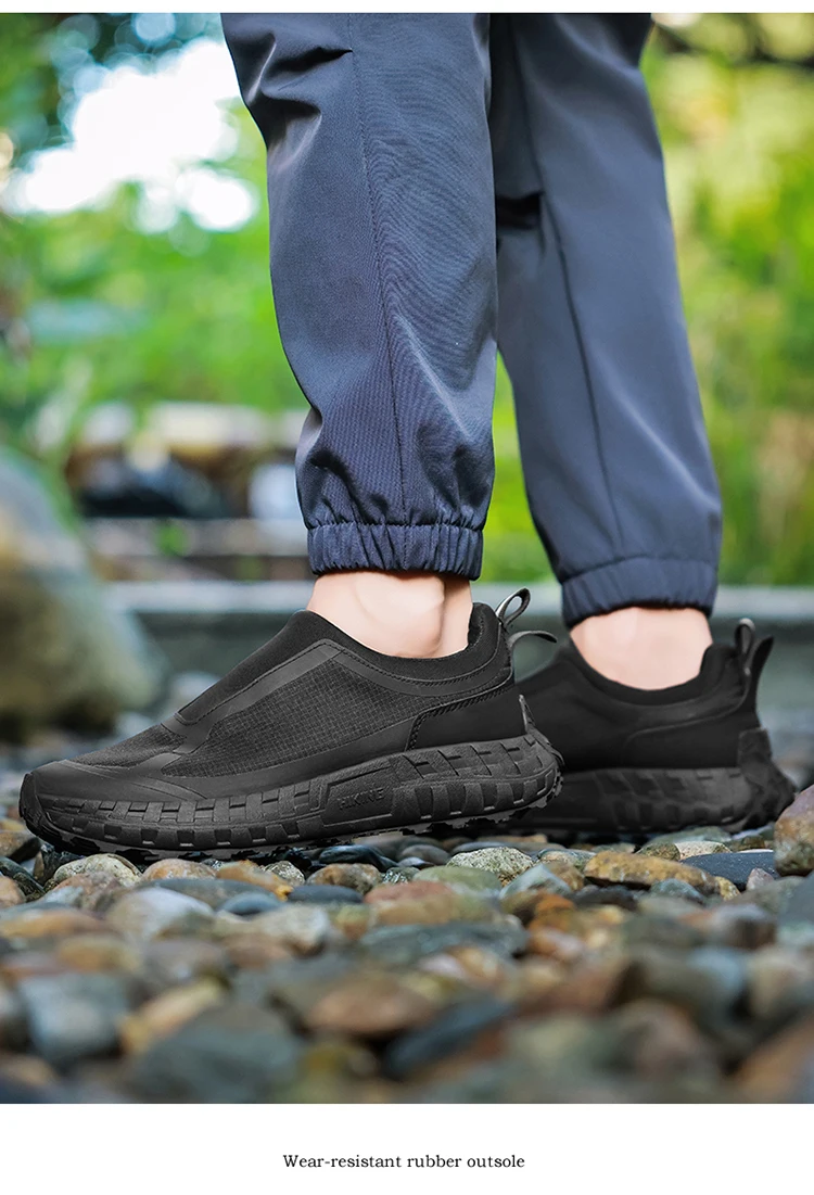 Outdoor Slip On Off-road Running Shoes mountaineering Hiking Shoes Men's Autumn Winter Thick Soled Fashionable Sneaker