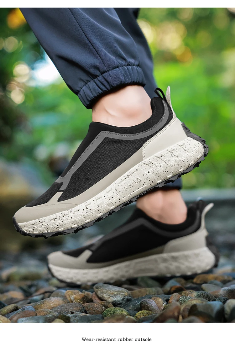 Outdoor Slip On Off-road Running Shoes mountaineering Hiking Shoes Men's Autumn Winter Thick Soled Fashionable Sneaker