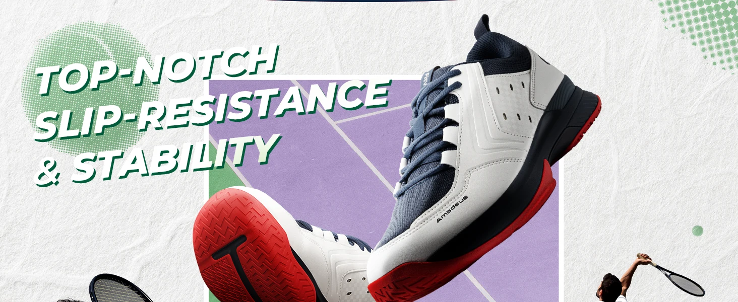 FitVille Tennis Shoes Wide Casual Sports Shoes for Men Breathable Racquetball Badminton Sneakers for All Court with Arch Support