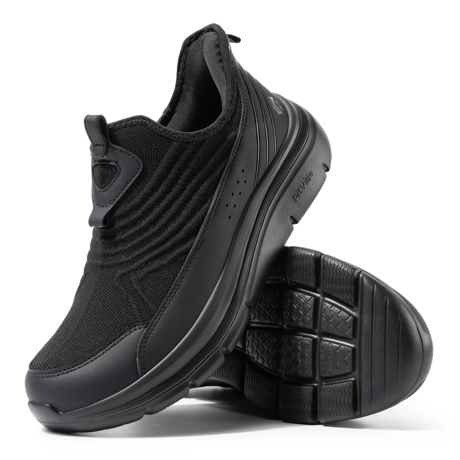 Wide Men'S Slip-On Running Shoes Lightweight Breathable Outdoor Casual Sports Walking Shoes Sneakers For Swollen Feet