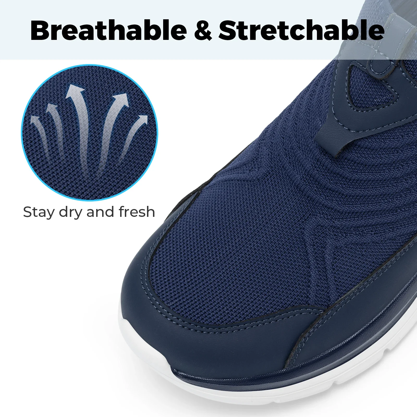 Wide Men'S Slip-On Running Shoes Lightweight Breathable Outdoor Casual Sports Walking Shoes Sneakers For Swollen Feet