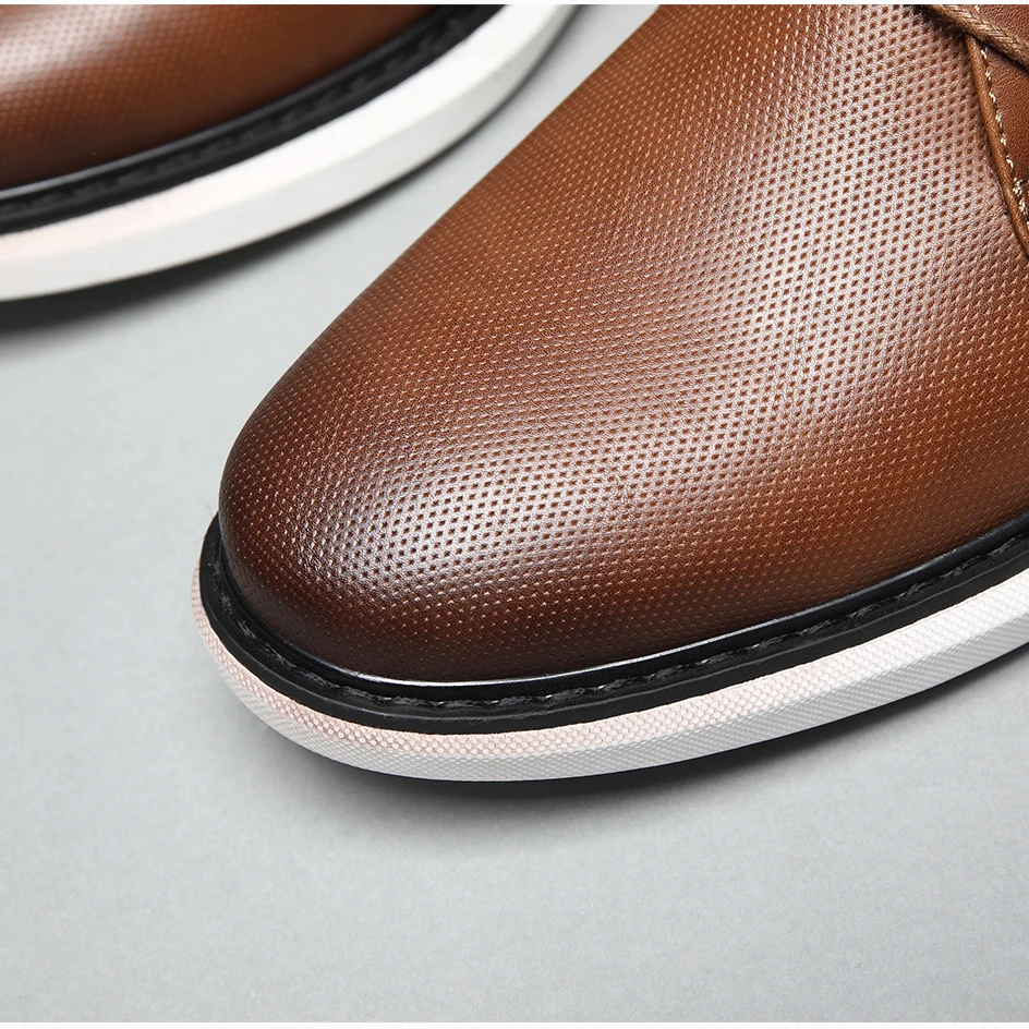 BHKH 2026 Genuine Leather Dress Shoes Comfy Men Casual Shoes Smart Business Work Office Lace-up Men Shoes