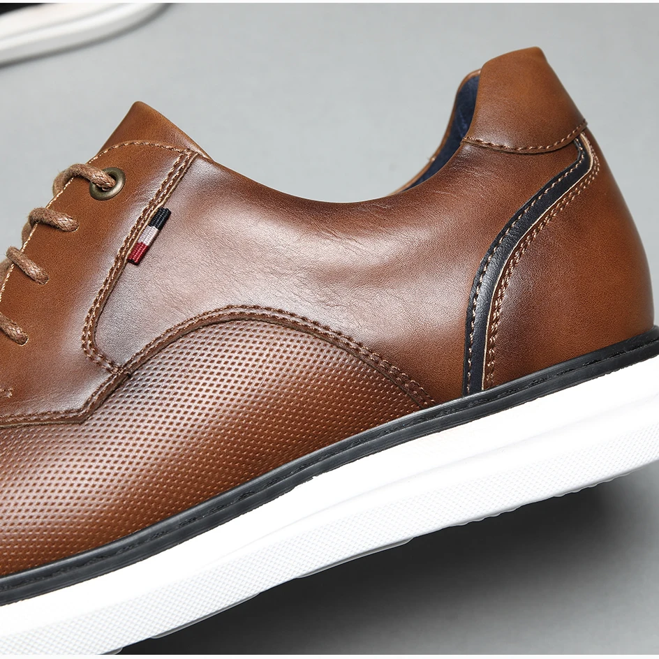BHKH 2026 Genuine Leather Dress Shoes Comfy Men Casual Shoes Smart Business Work Office Lace-up Men Shoes