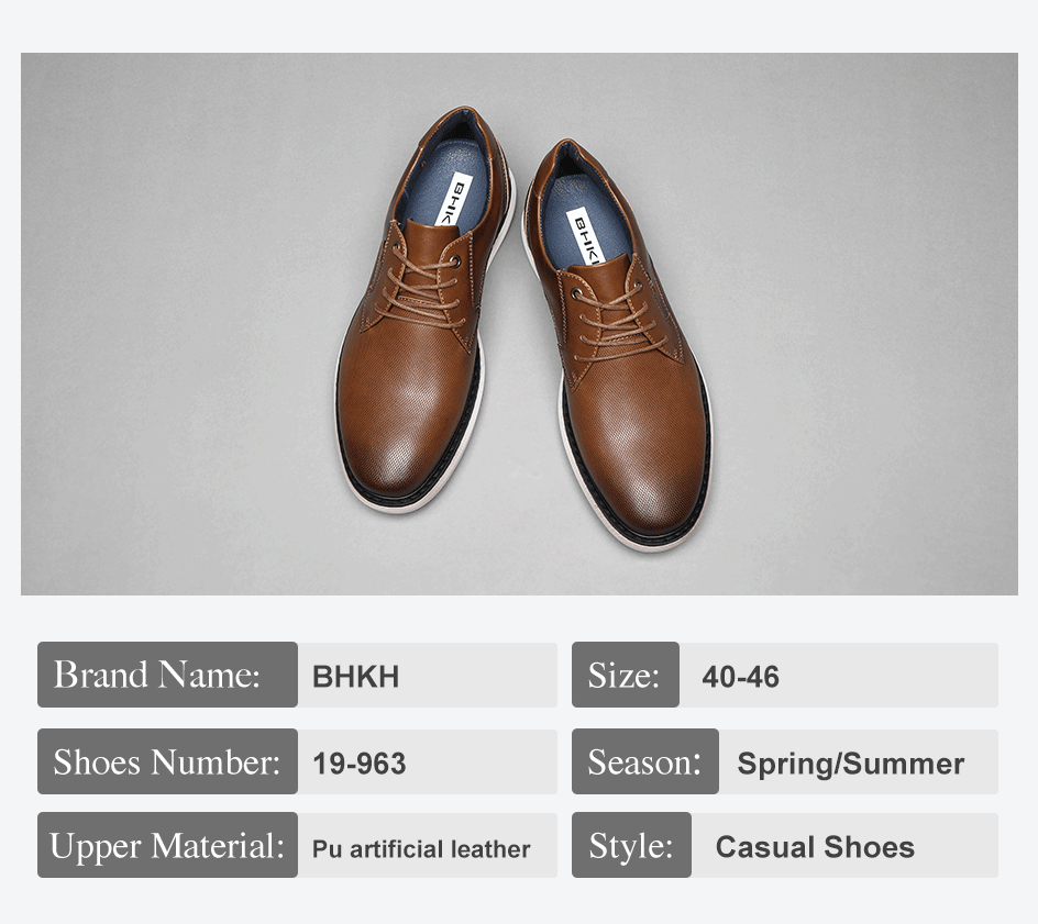 BHKH 2026 Genuine Leather Dress Shoes Comfy Men Casual Shoes Smart Business Work Office Lace-up Men Shoes