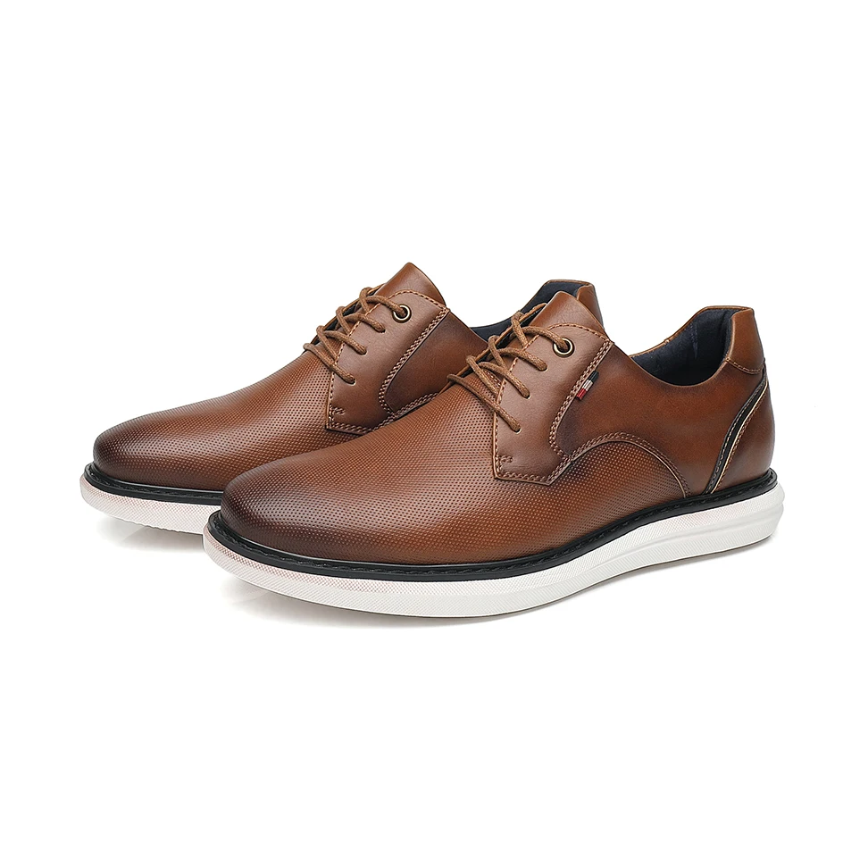 BHKH 2026 Genuine Leather Dress Shoes Comfy Men Casual Shoes Smart Business Work Office Lace-up Men Shoes