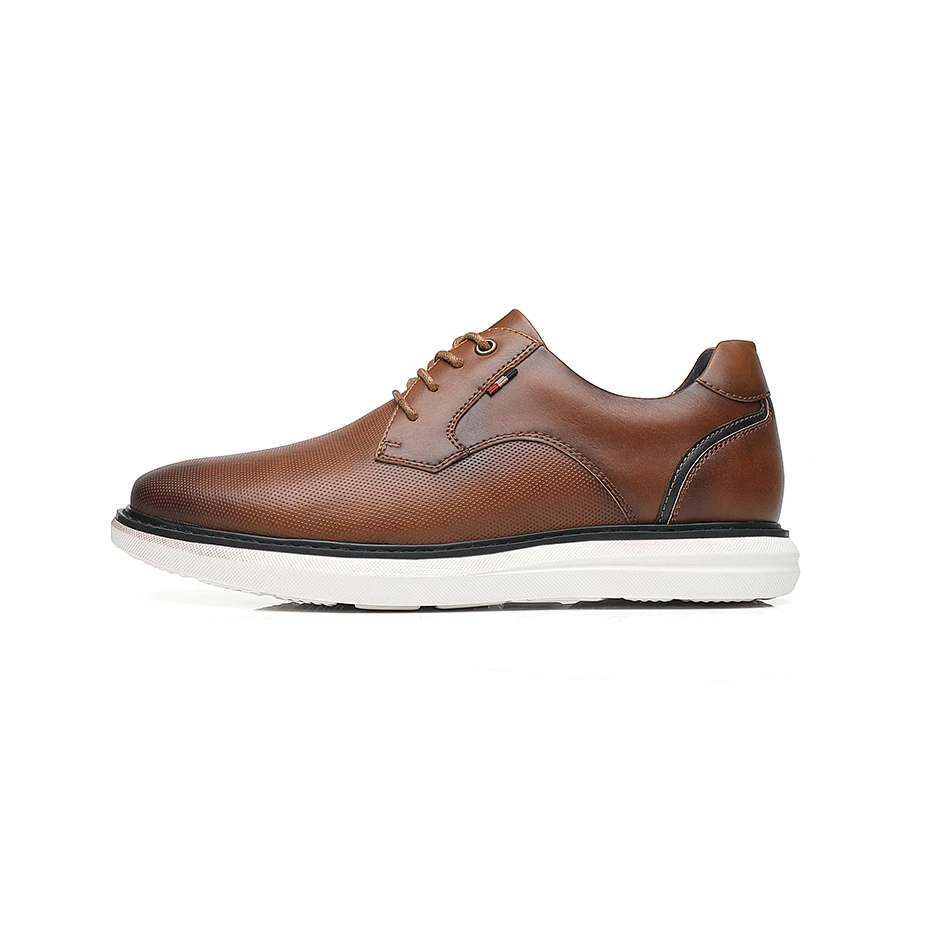 BHKH 2026 Genuine Leather Dress Shoes Comfy Men Casual Shoes Smart Business Work Office Lace-up Men Shoes