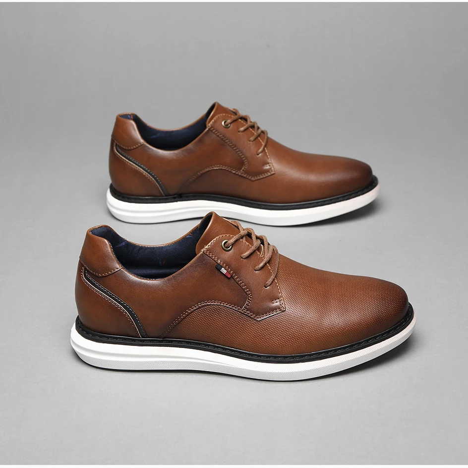 BHKH 2026 Genuine Leather Dress Shoes Comfy Men Casual Shoes Smart Business Work Office Lace-up Men Shoes