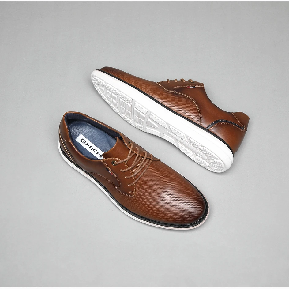 BHKH 2026 Genuine Leather Dress Shoes Comfy Men Casual Shoes Smart Business Work Office Lace-up Men Shoes