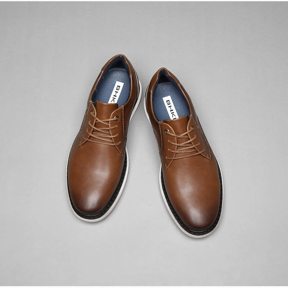 BHKH 2026 Genuine Leather Dress Shoes Comfy Men Casual Shoes Smart Business Work Office Lace-up Men Shoes