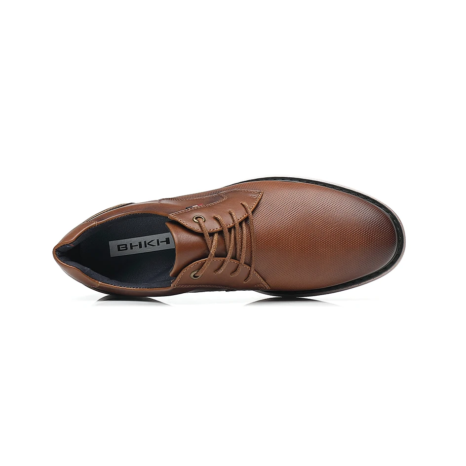 BHKH 2026 Genuine Leather Dress Shoes Comfy Men Casual Shoes Smart Business Work Office Lace-up Men Shoes