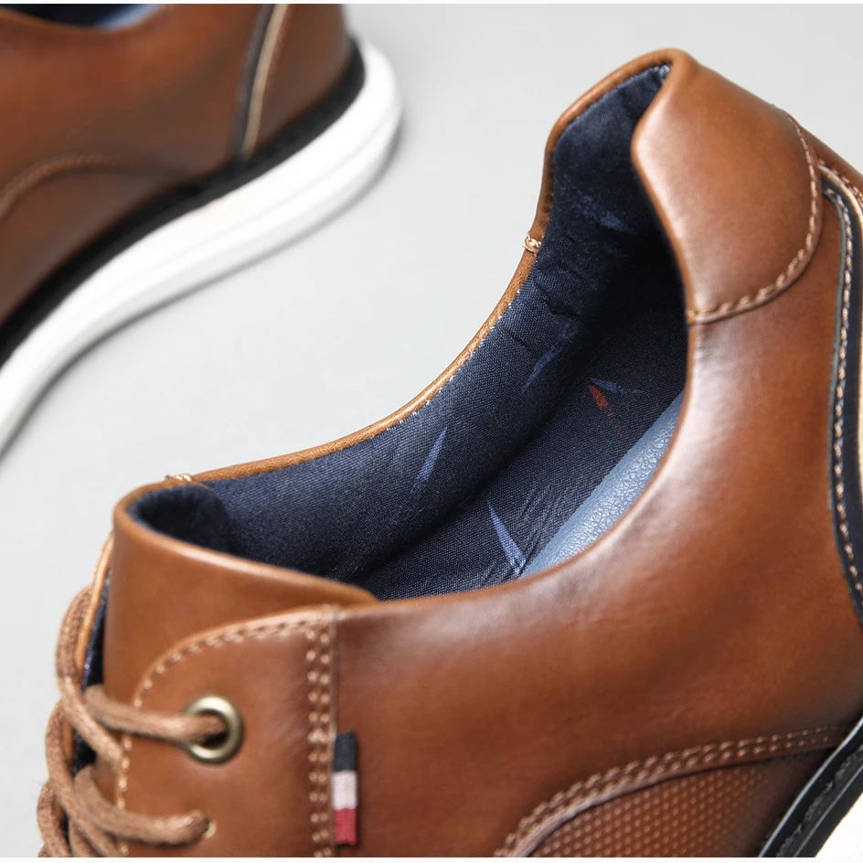 BHKH 2026 Genuine Leather Dress Shoes Comfy Men Casual Shoes Smart Business Work Office Lace-up Men Shoes