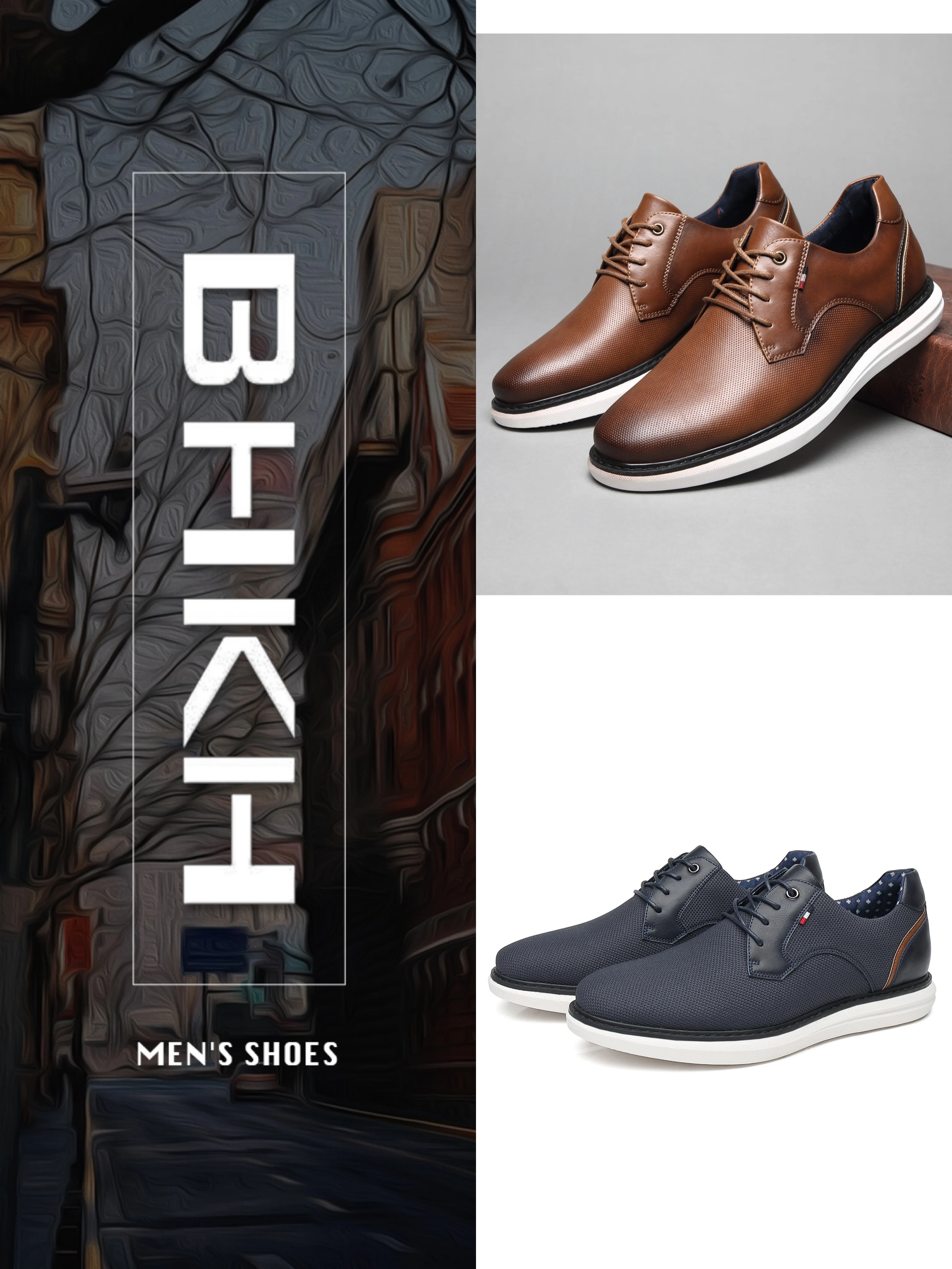 BHKH 2026 Genuine Leather Dress Shoes Comfy Men Casual Shoes Smart Business Work Office Lace-up Men Shoes