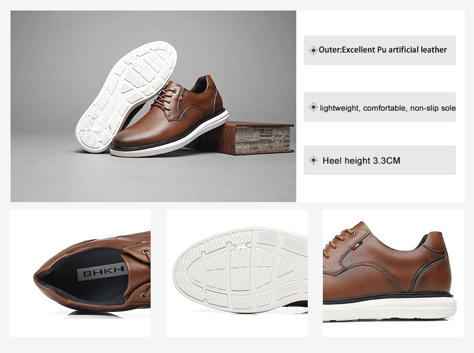 BHKH 2026 Genuine Leather Dress Shoes Comfy Men Casual Shoes Smart Business Work Office Lace-up Men Shoes