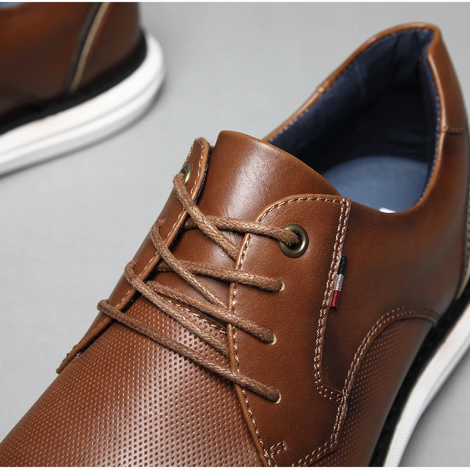 BHKH 2026 Genuine Leather Dress Shoes Comfy Men Casual Shoes Smart Business Work Office Lace-up Men Shoes