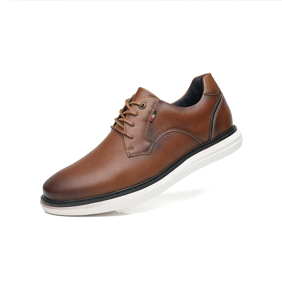 BHKH 2026 Genuine Leather Dress Shoes Comfy Men Casual Shoes Smart Business Work Office Lace-up Men Shoes