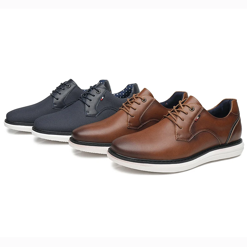 BHKH 2026 Genuine Leather Dress Shoes Comfy Men Casual Shoes Smart Business Work Office Lace-up Men Shoes